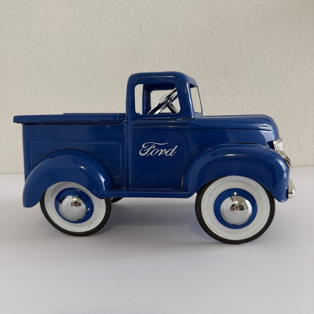 Teleflora Ford F-1 Pick Up Truck Blue Metal Planter 1940s Gift Collectible